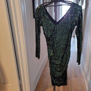 Green Sequins Mini Dress